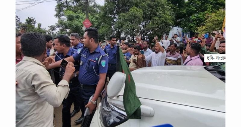 জাফলংয়ে পাথর শ্রমিকদের রোষানলে দুই উপদেষ্টার গাড়ি বহর