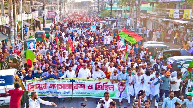 “ধানের শীষের বিজয়ের অঙ্গীকার”-  সিলেটে ২০ সহস্রাধিক নেতাকর্মীর গণমিছিলে কাইয়ুম চৌধুরী