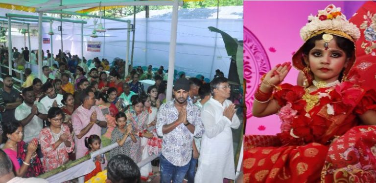 দুর্গাপূজোর অষ্টমীর দিনে দক্ষিণ সুরমায় ‘কুমারী পূজা’