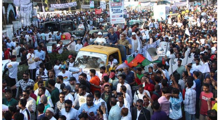 নগরীতে ধানের শীষের বিশাল মিছিল, সিলেটের মানুষ আর অবহেলিত থাকতে চায় না : মুক্তাদির
