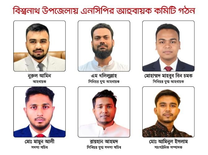 <span style='color:#000;font-size:18px;'>আহবায়ক নুরুল, সদস্য সচিব মামুন</span><br/> বিশ্বনাথ উপজেলা এনসিপির আহবায়ক কমিটি গঠন 