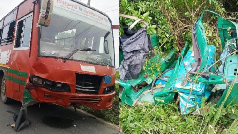 বিয়ানীবাজারে বিআরটিসি বাস-সিএনজি অটোরিকশার মুখোমুখি সংঘর্ষে নিহত- ১